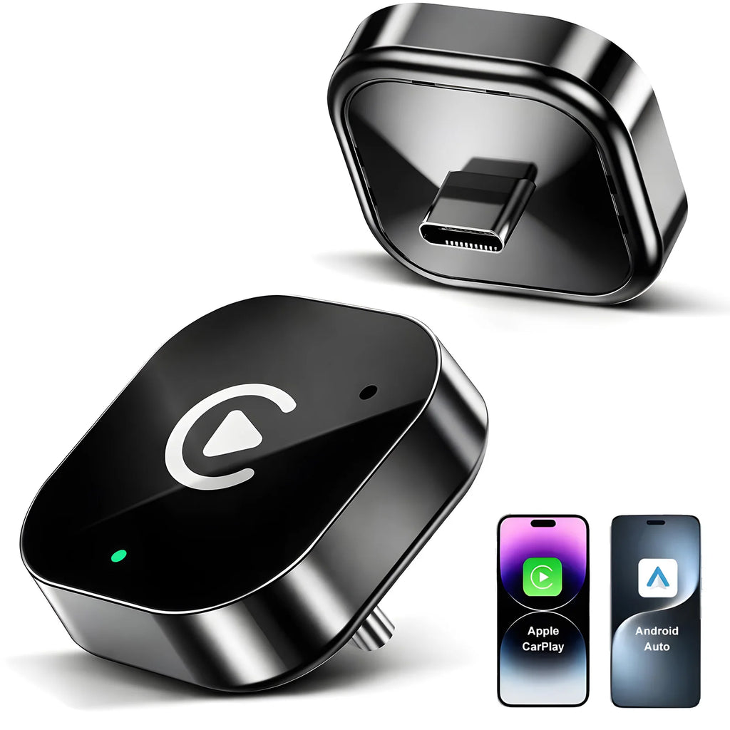2026 Upgraded 2-in-1 Wireless CarPlay & Android Auto Adapter, Type-C Port | Wired to Wireless Dongle | Plug & Play